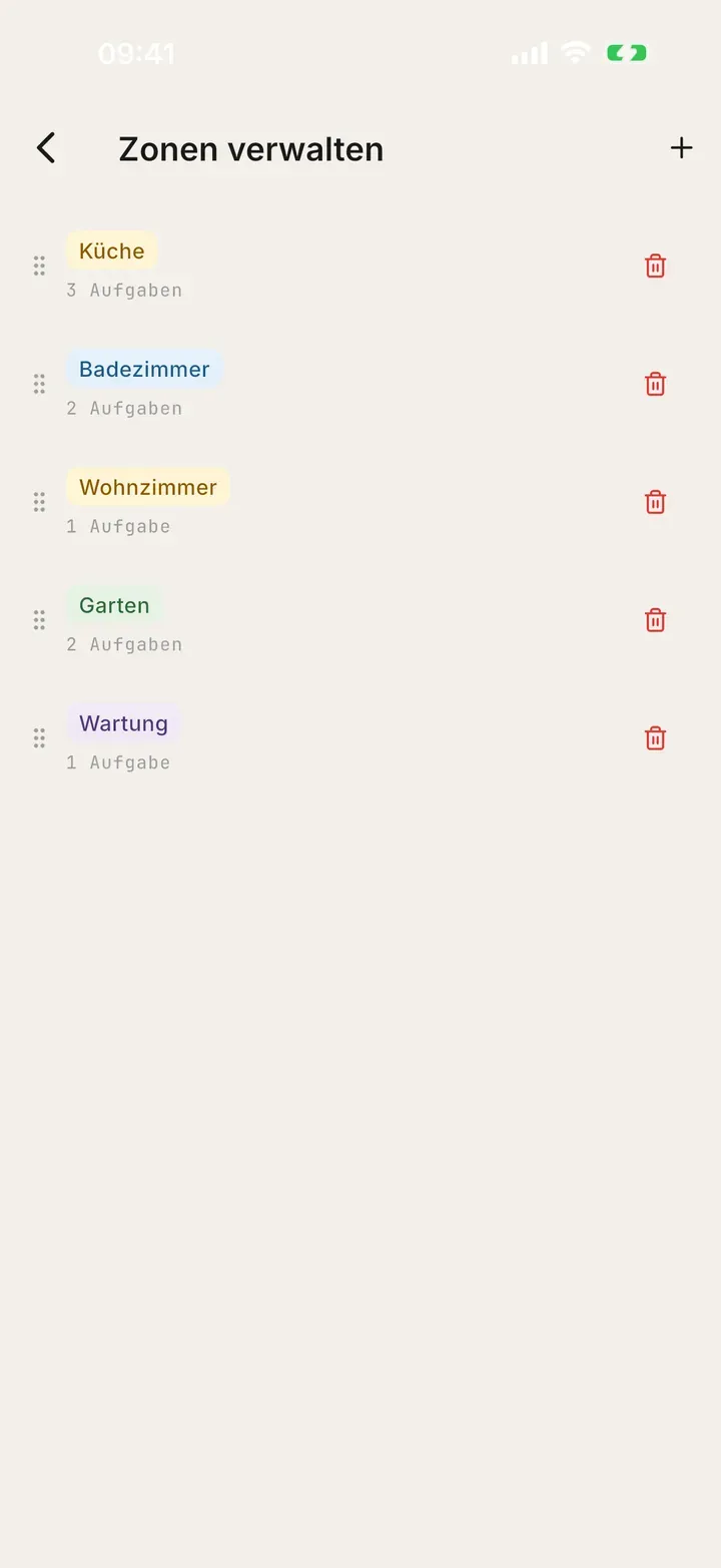 Bereiche der Wohnung in Bunkly: Küche, Bad und Wohnzimmer, jeder mit seinen Aufgaben